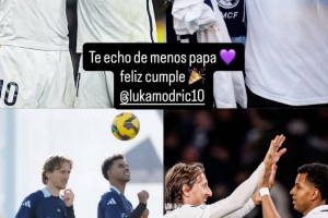 羅德里戈社媒曬多張合影為莫德里奇慶生：想你了，爸爸