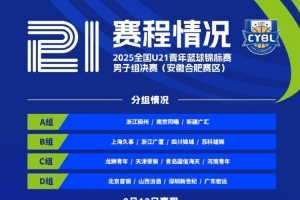 全國U21青年籃球錦標(biāo)賽男子組決賽于9月12日—18日在合肥舉行