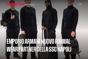 官方：阿瑪尼成為那不勒斯正裝合作伙伴