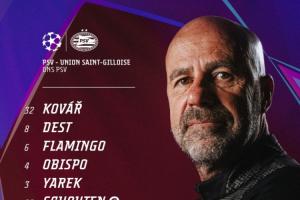 埃因霍溫vs圣吉羅斯首發(fā)：36歲佩里西奇先發(fā)，小將萬納爾替補待命