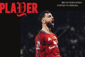 打入曼聯(lián)生涯第100球，B費當選曼聯(lián)2-1切爾西隊內(nèi)最佳球員