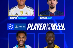 歐冠官方本輪最佳球員候選：姆巴佩、維蒂尼亞、吉拉西、奧巴梅揚